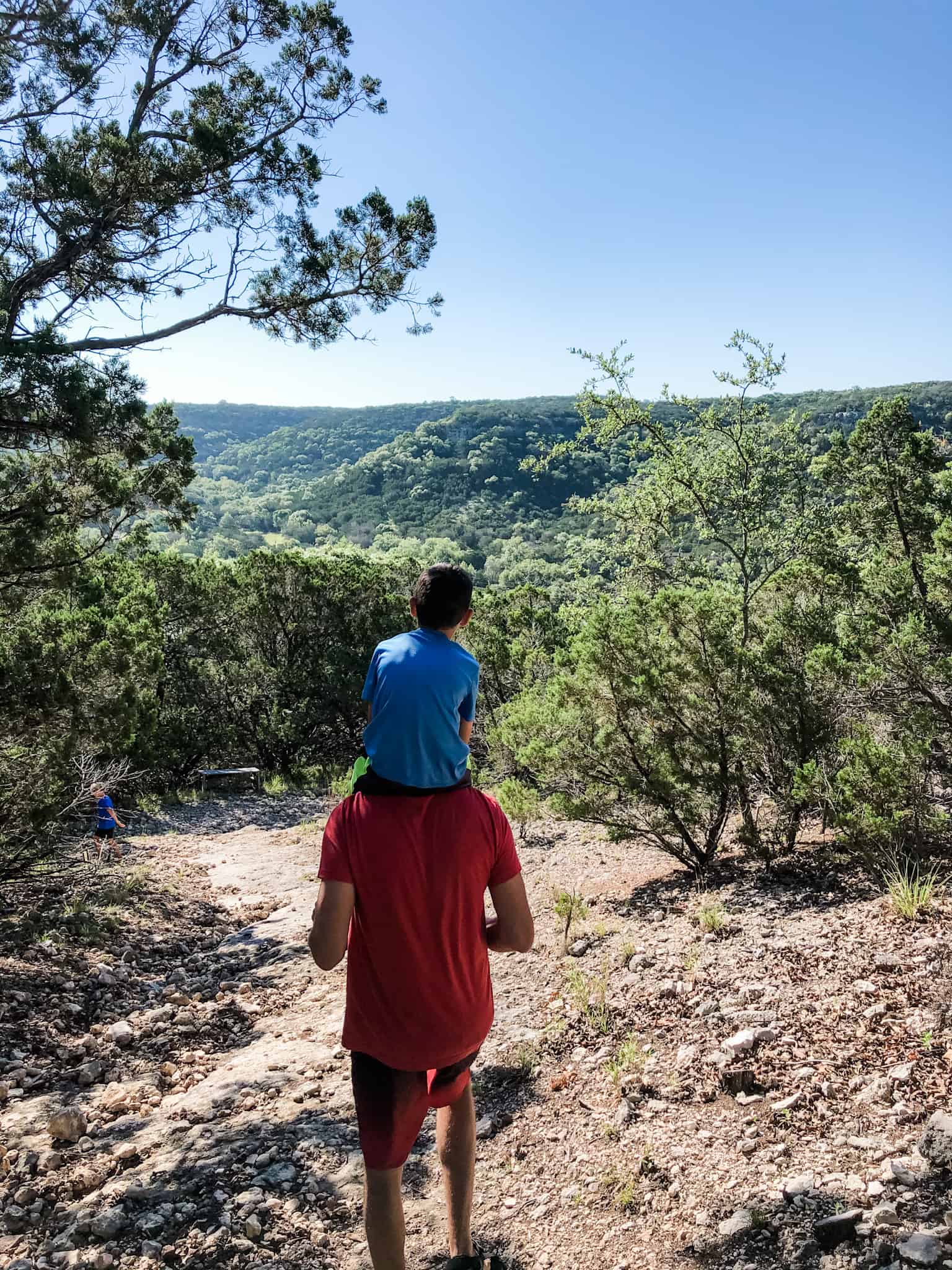 father and son hiking