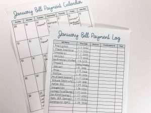 Bill Payment Log and Calendar for Easy Budgeting by InspiredBudget.com