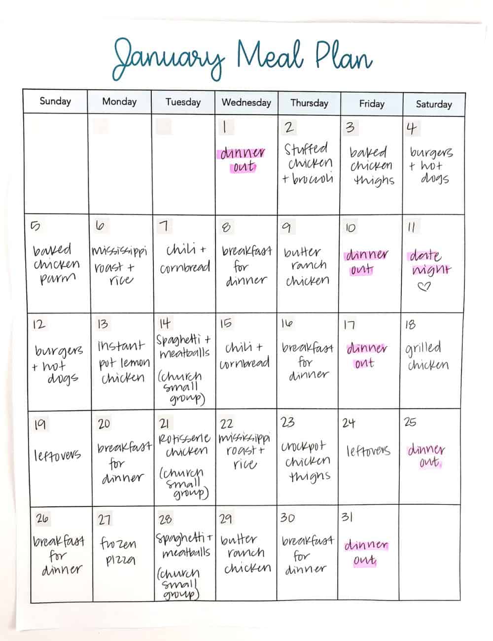 5 Steps To Meal Plan Monthly [Free Monthly Meal Planner Template