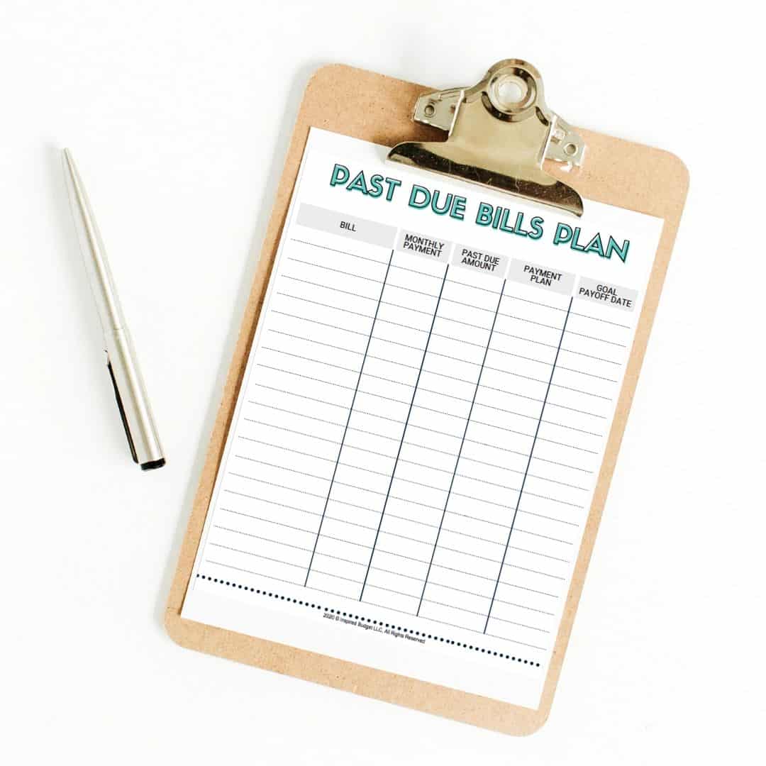 Past Due Bills Plan Free Printable