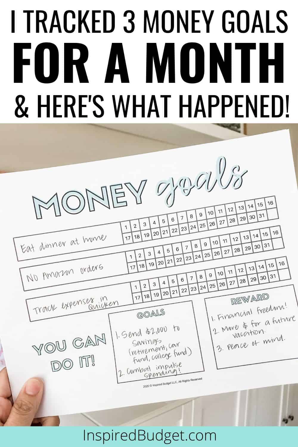What happened when I tracked 3 money goals for a month by Inspired Budget