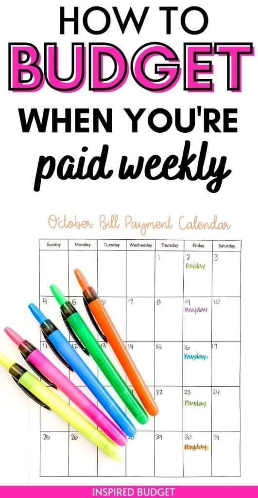 How To Budget When You're Paid Weekly by Inspired Budget