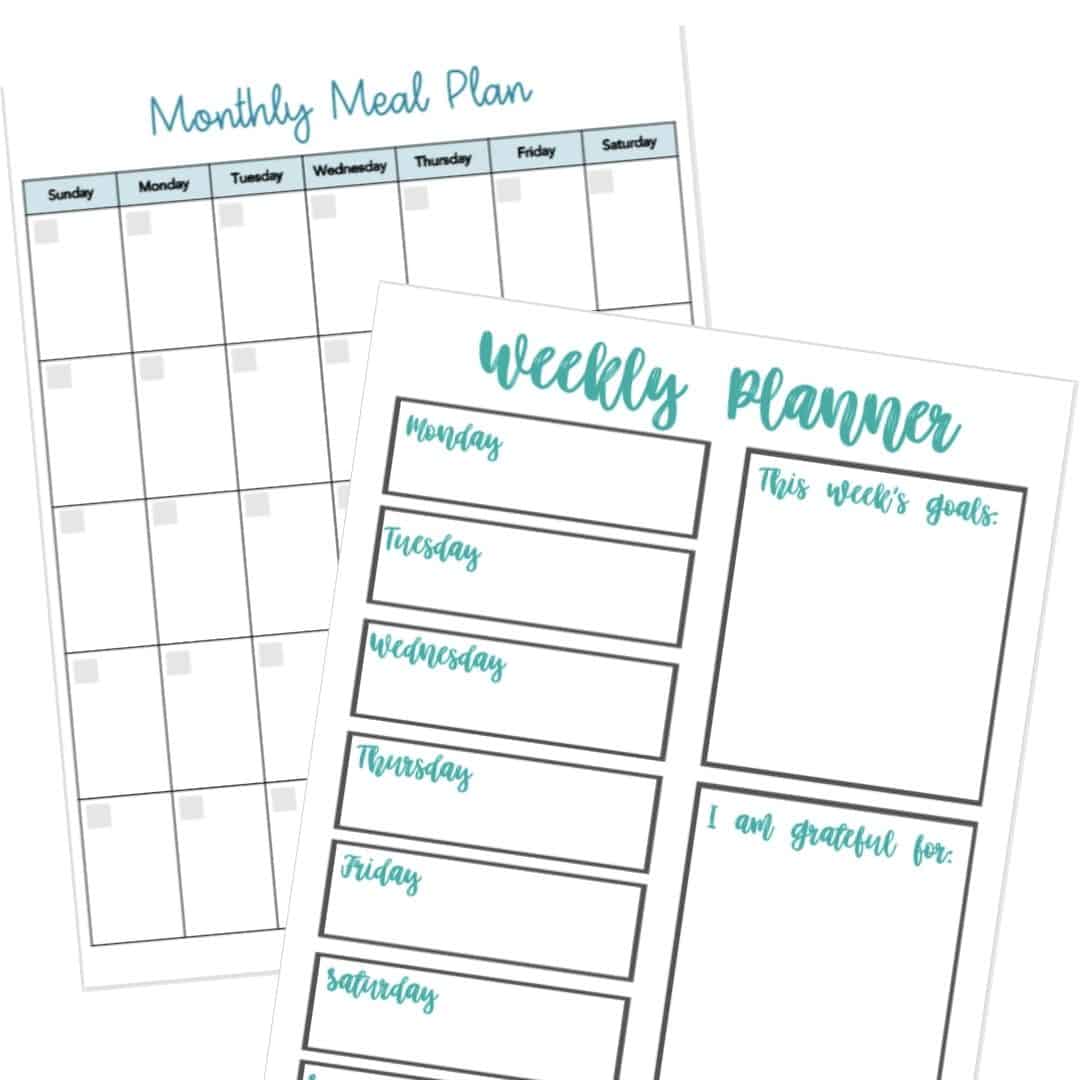 Free weekly and monthly meal planning printables to help you meal plan on a budget. By Inspired Budget