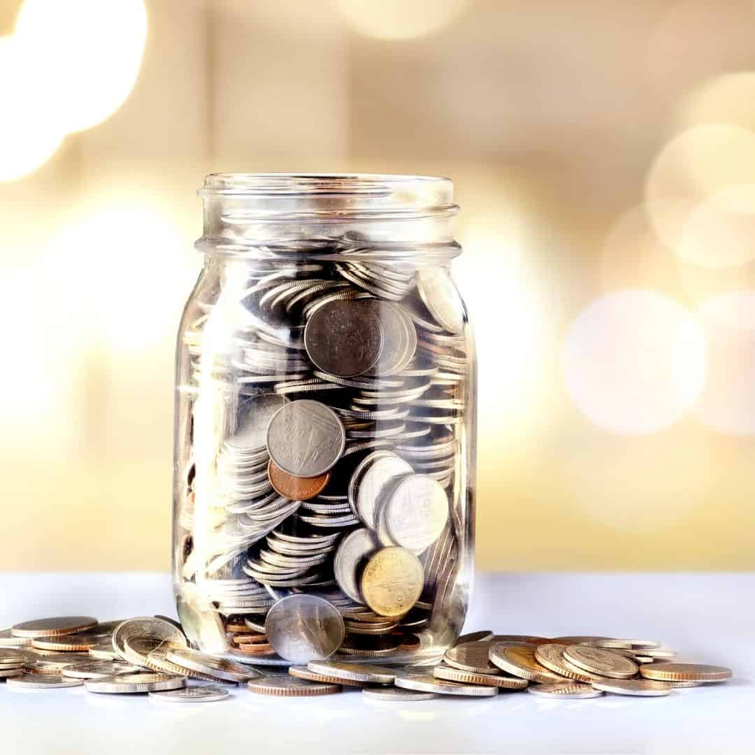 coins in a jar