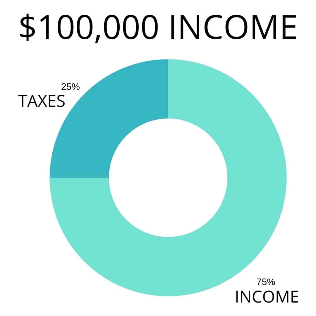 $100,000 income pie chart