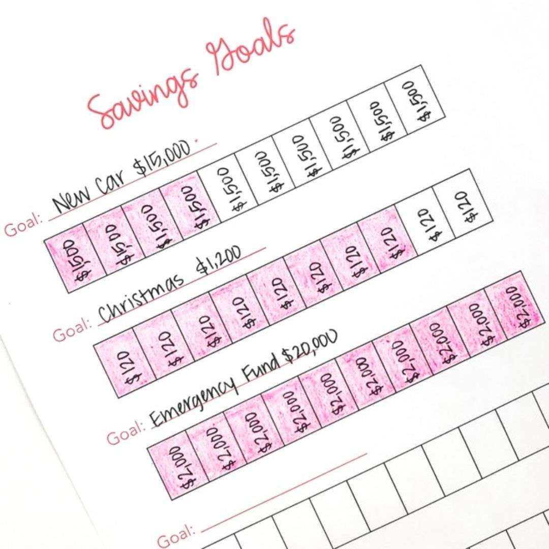 savings goals printable