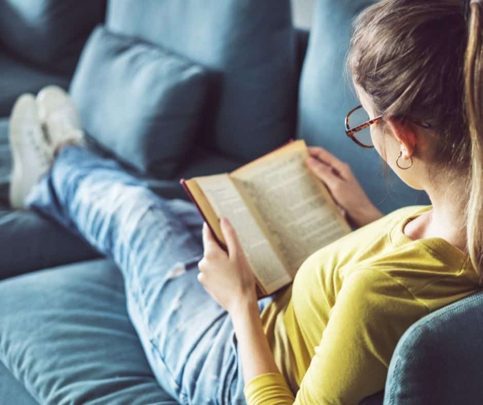 woman reading book