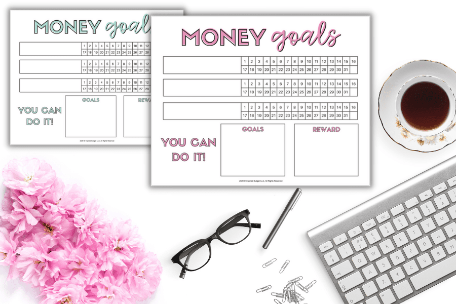 money goals tracker on desk
