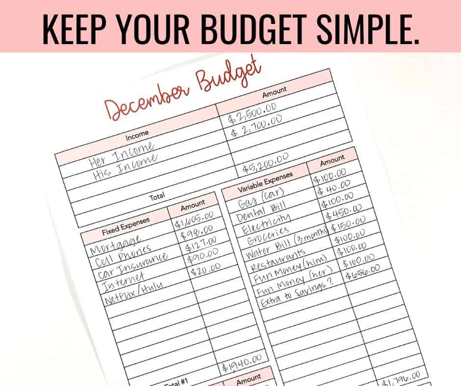 Keep Your Budget Simple