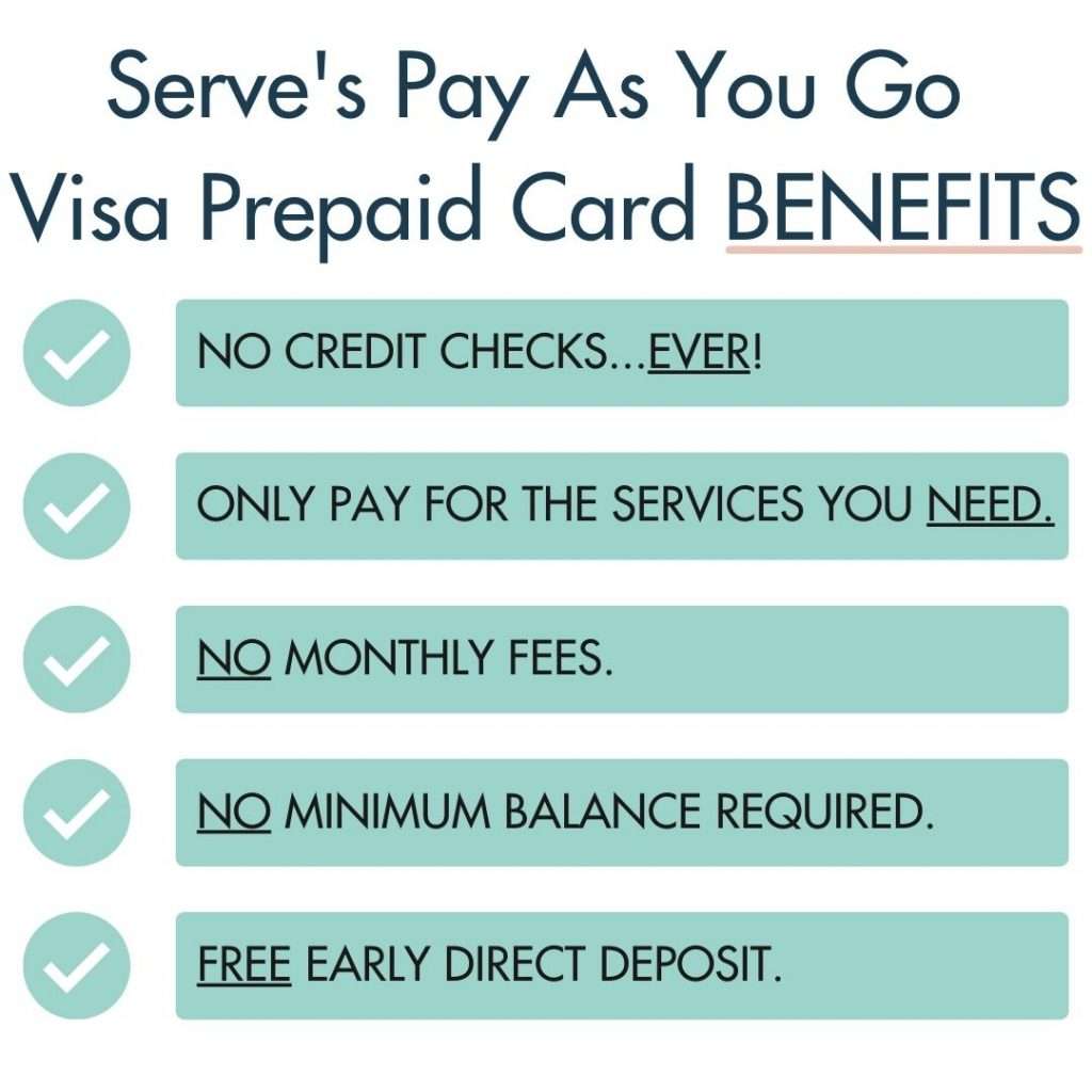 Serve's Pay As You Go Visa Prepaid Card Benefits
