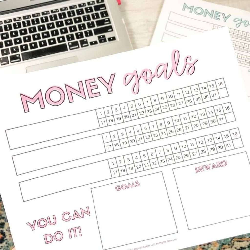 A money goals printable