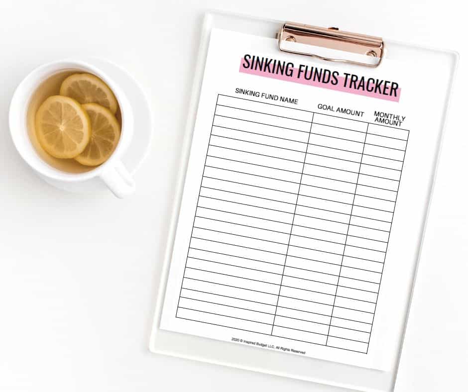 Free Sinking Funds Tracker by Inspired Budget